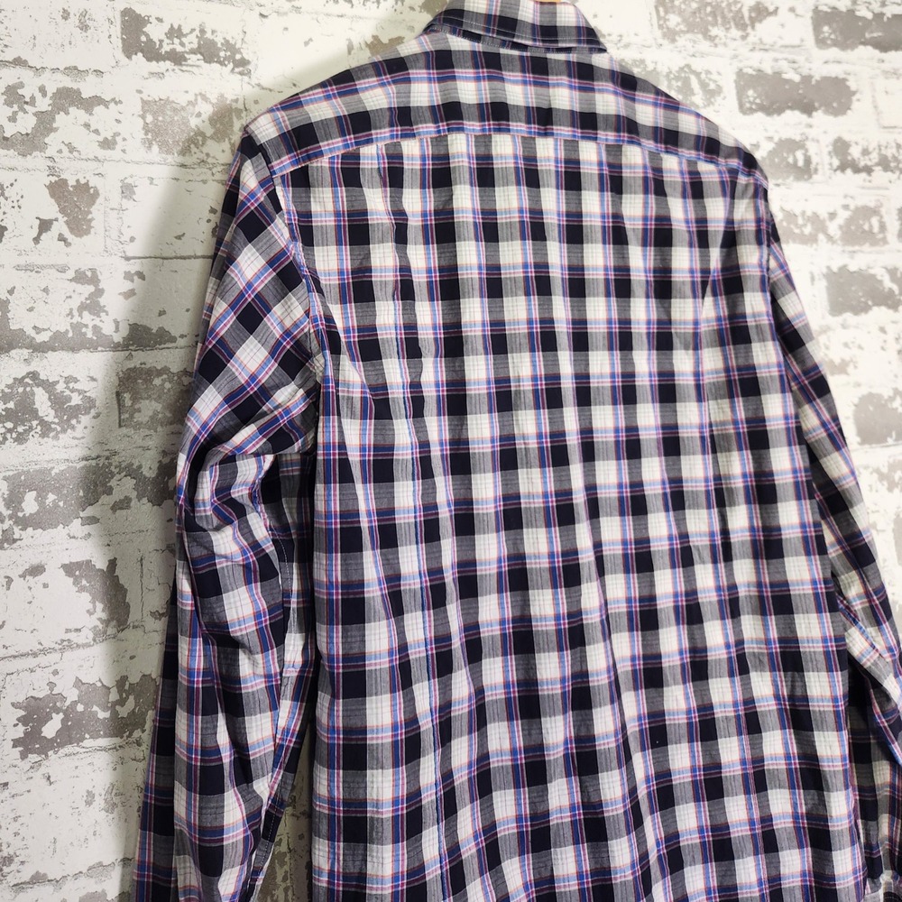 Banana Republic Slim Fit Plaid Long Sleeve Button Down Shirt Men's Medium Purple - Picture 10 of 16